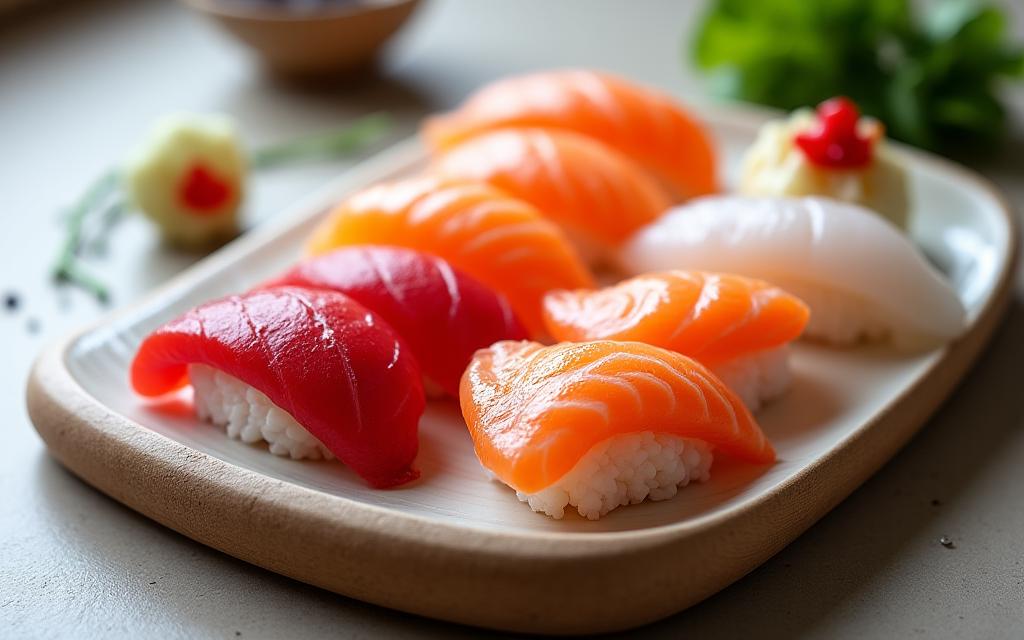 生徒たちが作った美しい握り寿司